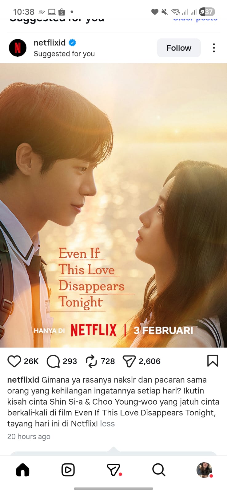 Poster Drama Even If This Love Disappears Tonight