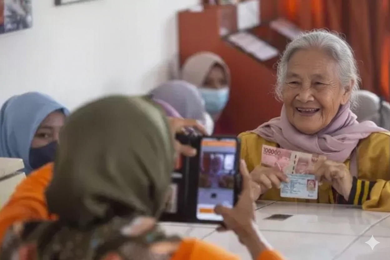 Ilustrasi foto orangtua mendapat bansos