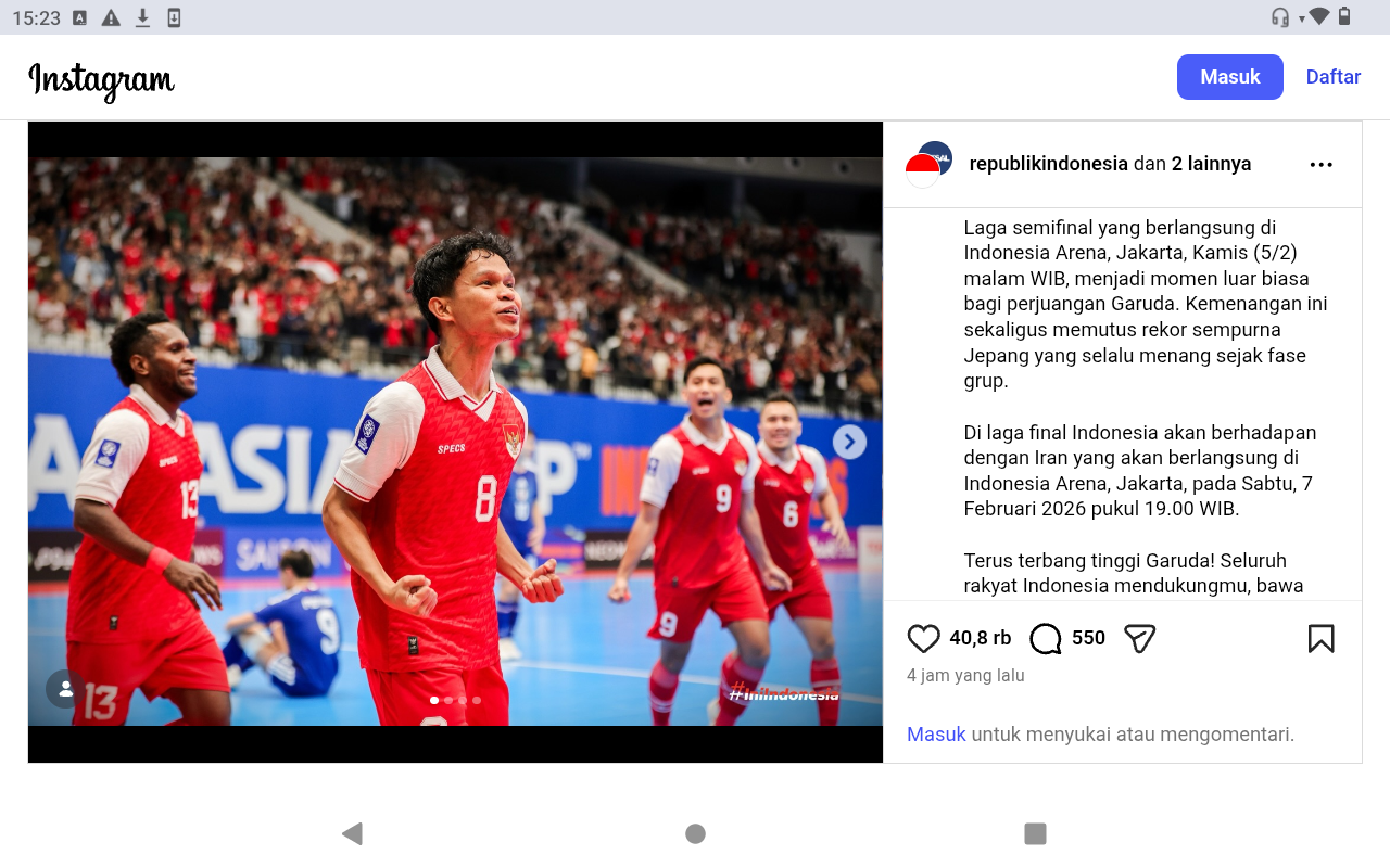 FINAL: timnas Futsal Indonesia merayakan kemenangan atas Jepang pada laga semi final AFC Cup 2026.