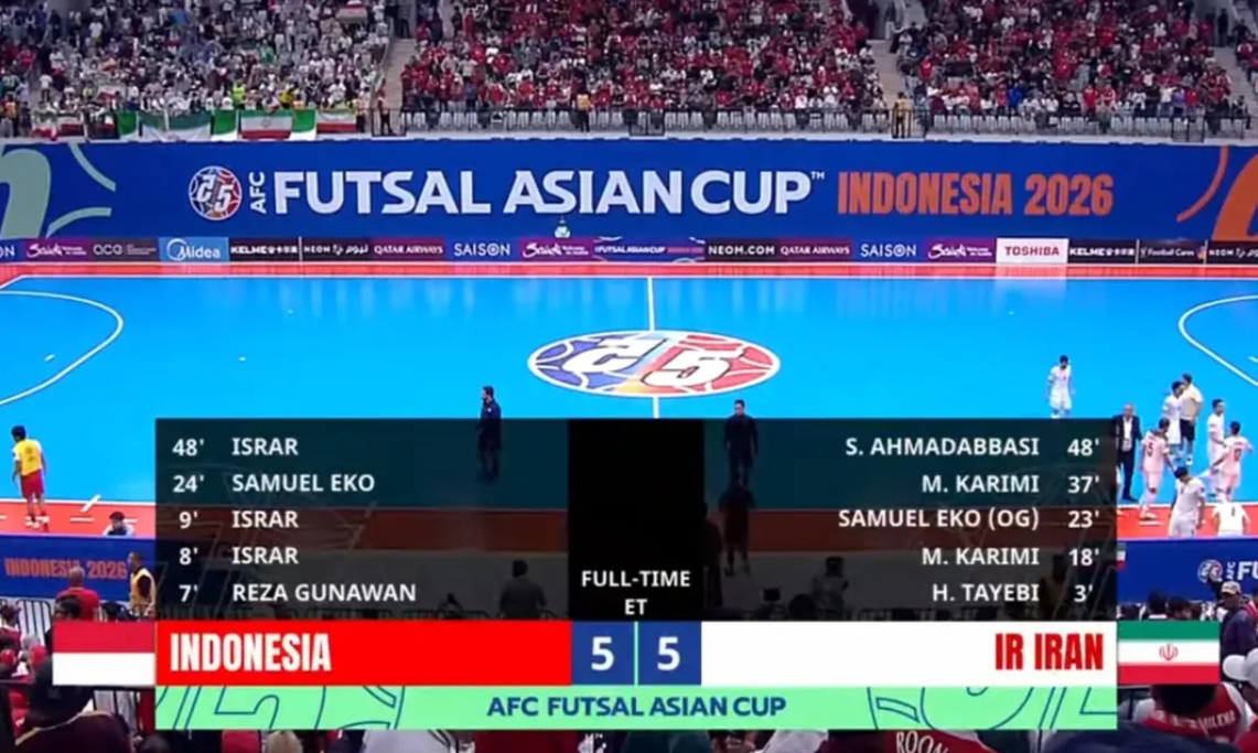 Hasil akhir extratime babak kedua, Indonesia vs Iran lanjut menuju pinalti