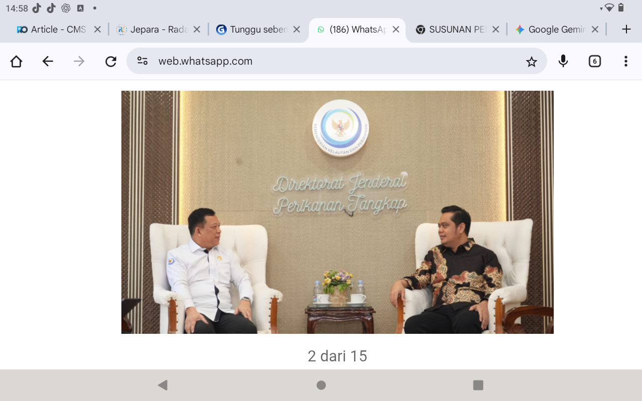 DISKUSI: Direktur Jenderal Perikanan Tangkap, Lotaria Latif bersama Bupati Jepara Witiarso Utomo.