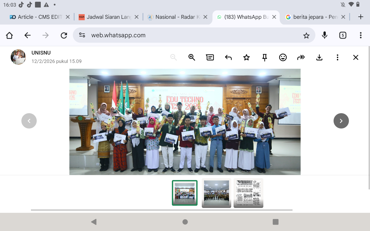 MEMBANGGAKAN: Para jawara EduTechnoFest 2026 di Ballroom Lantai 4 Gedung Perpustakaan UNISNU, Jepara, Rabu (11/2/2026).
