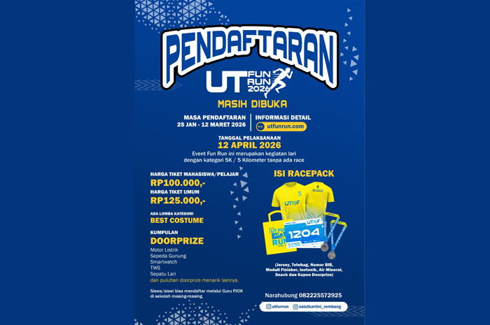 LOKASI PENDAFTARAN: Gedung UT Salut Kartini Rembang masih membuka lebar pendaftaran peserta UT Fun Run.