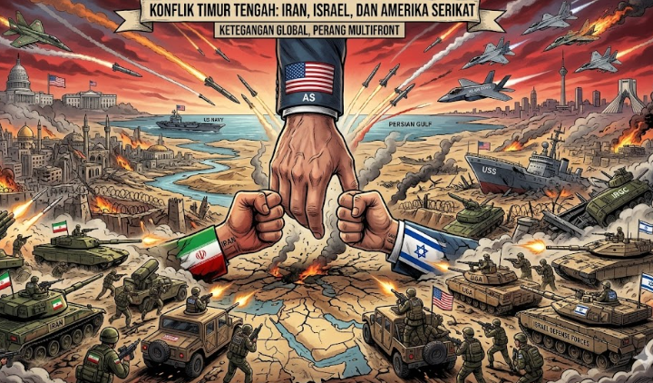 Ilustrasi konflik Iran - Israel - AS