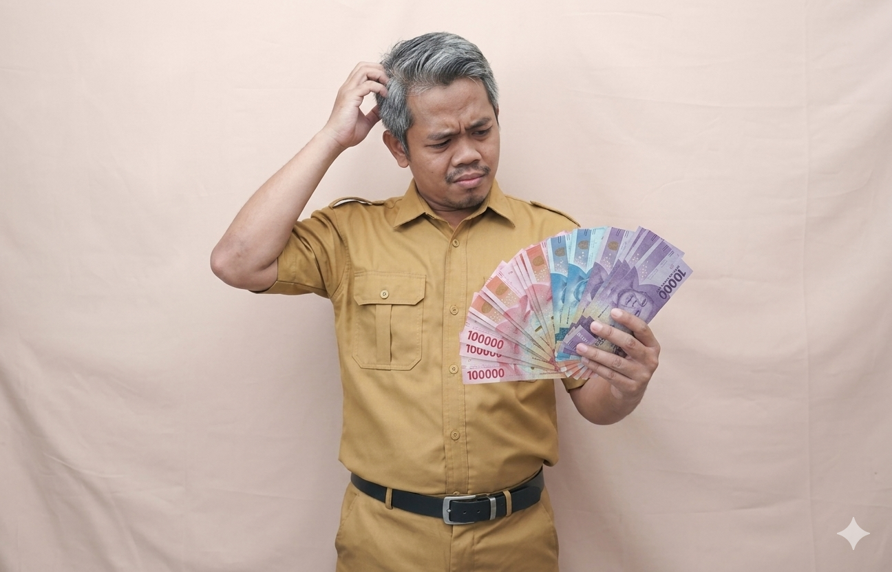 Ilustrasi foto ASN memegang uang