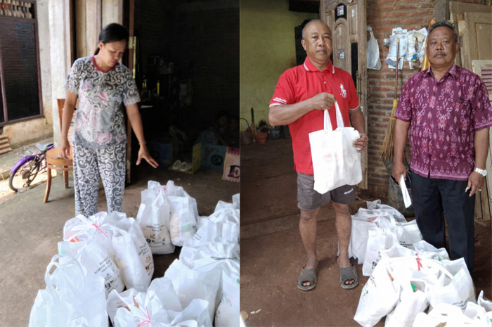 Penyerahan bantuan paket sembako PLN UIK Tanjung Jati B kepada warga Desa Bondo&nbsp;  
