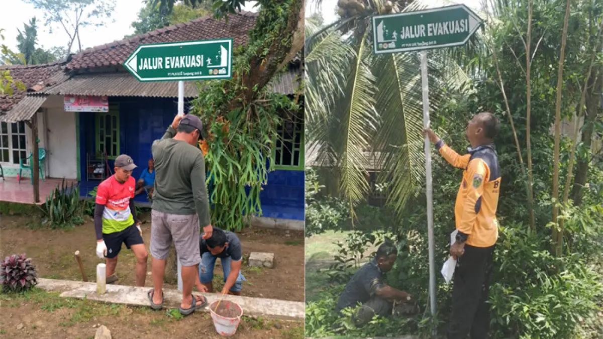 Pemasangan Rambu Mitigasi Bencana Di Desa Somosari dari PLN UIK Tanjung Jati B