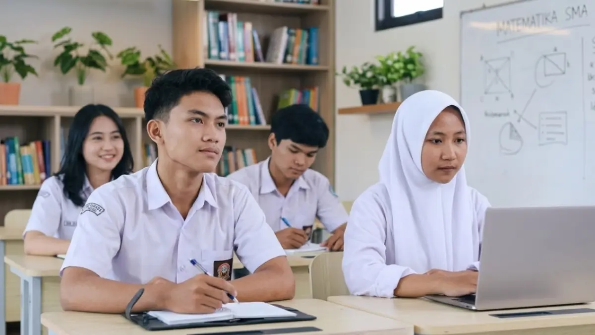 ilustrasi siswa SMA sedang belajar