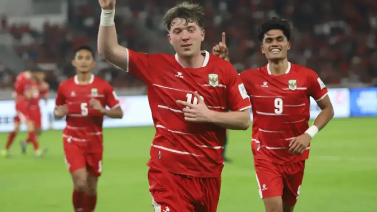 Selebrasi gol dari Ole Romeny ke gawang Saint Kitts and Nevis dalam laga FIFA Series 2026 di Stadion Utama Gelora Bung Karno, Jumat (27/3/2026). (Dery Ridwansah/ JawaPos.com)