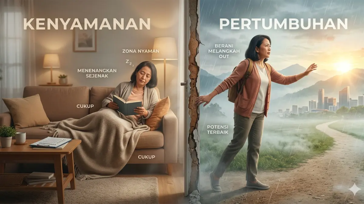 Ilustrasi zona nyaman dalam kehidupan. (gemini ai)