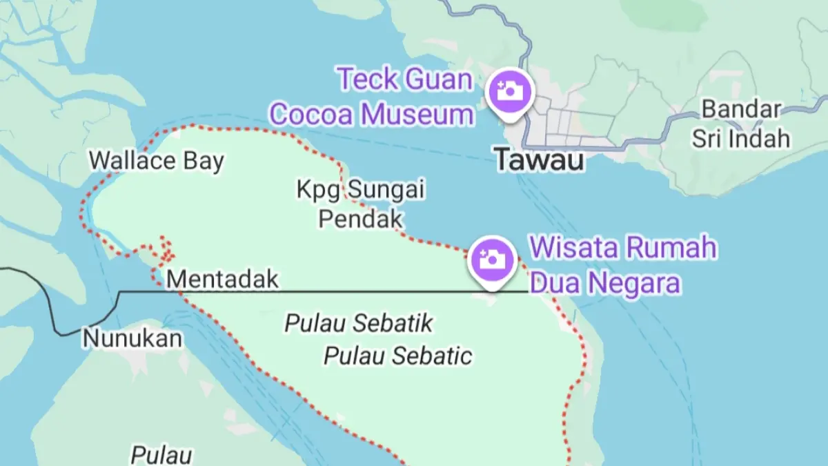 Pulau Sebatik di Wilayah Malaysia jadi milik Indonesia (Foto: Tangkapan layar Google Maps) 
