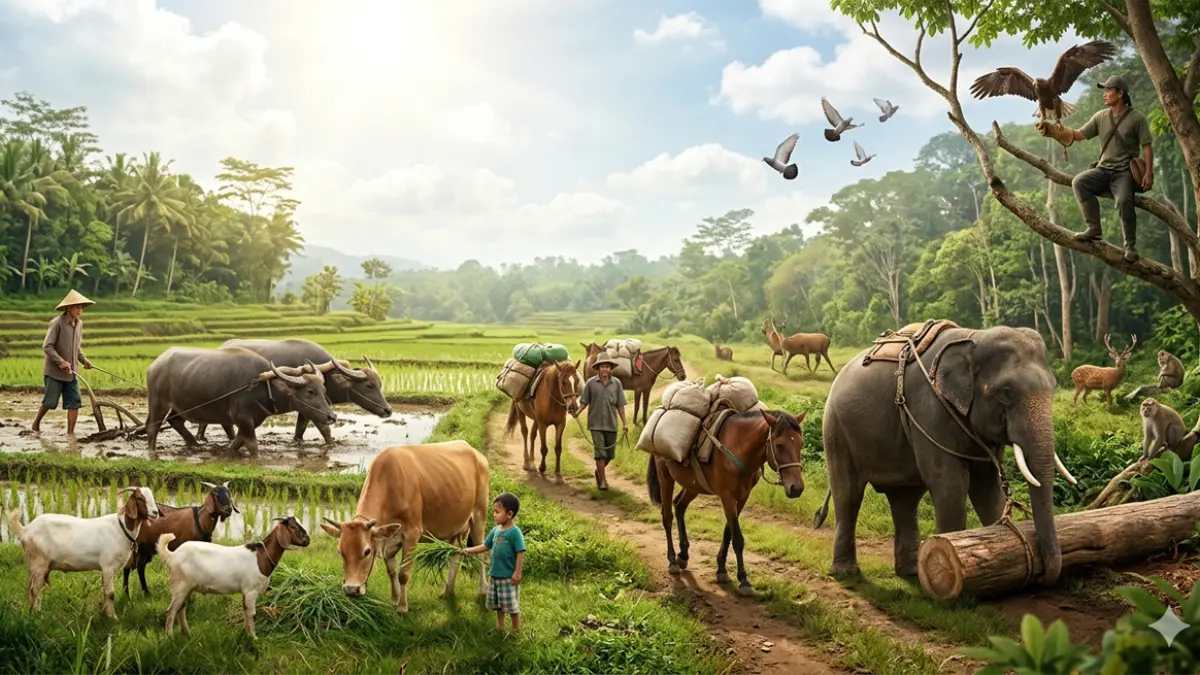 Ilustrasi keberagaman hewan (gemini ai)