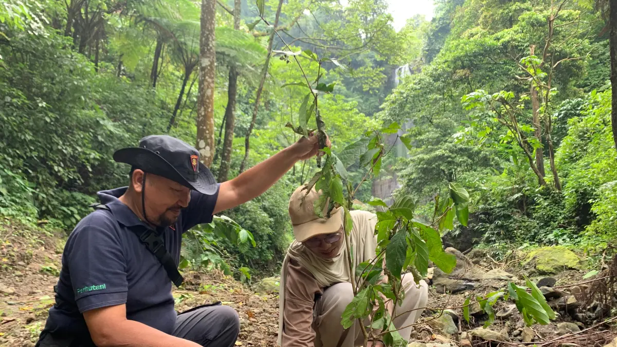 PEDULI: Proses penanaman pohon di kawasan rawan pada Minggu (19/4).