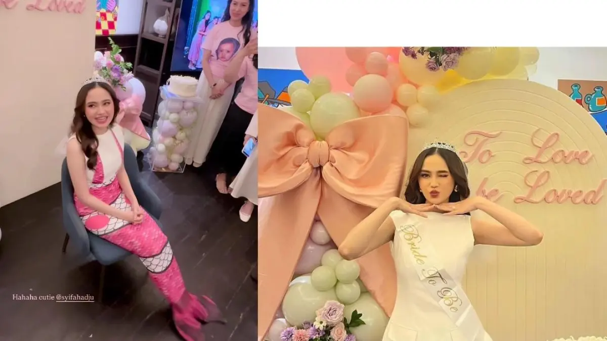 Momen Syifa Hadju pakai kostum mermaid di Bridal Shower (Foto: Instagram story @syifahadju) 