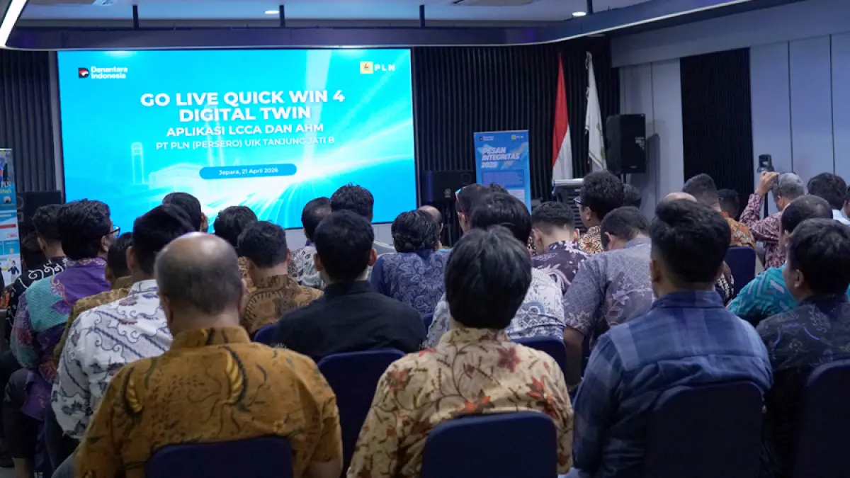 Suasana kegiatan Go Live Quick Win 4 Digital Twin PLN UIK Tanjung Jati B di Jepara, Selasa (21/4), yang mendapat apresiasi dari Executive Vice President Perencanaan Strategis Pembangkitan PLN, sebagai wujud nyata transformasi pembangkit berbasis data dalam momentum peringatan Hari Kartini.