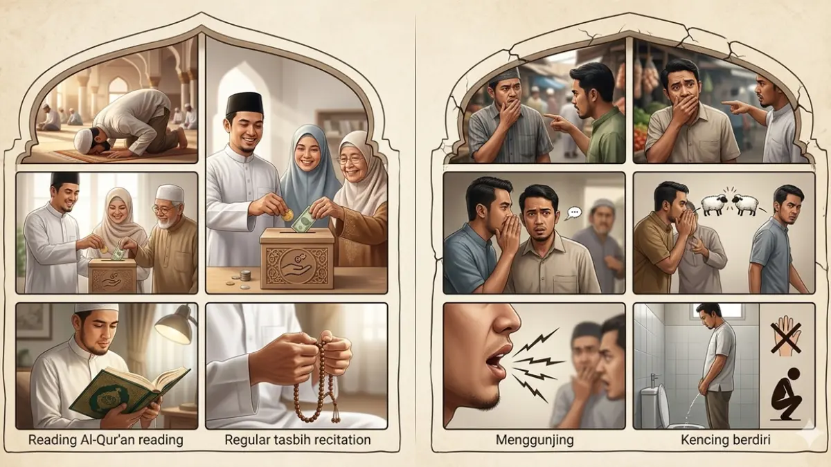 Ilustrasi amalan penyelamat dari siksa kubur (gemini ai)
