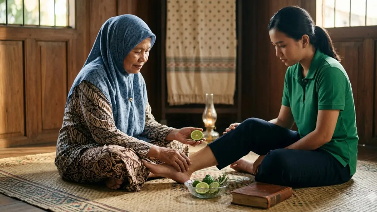 Ilustrasi mengobati keseleo (gemini ai)