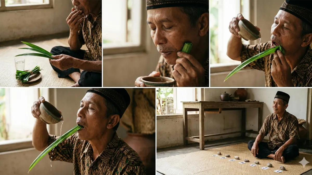 Ilustrasi mengobati sakit gigi dengan daun pandan (gemini ai)