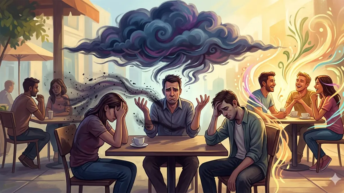 Ilustrasi teman yang suka mengeluh. (gemini ai)