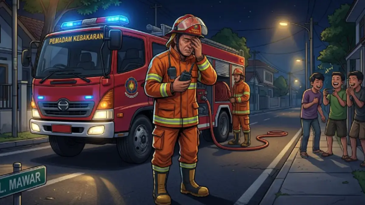 Ilustrasi damkar kena prank