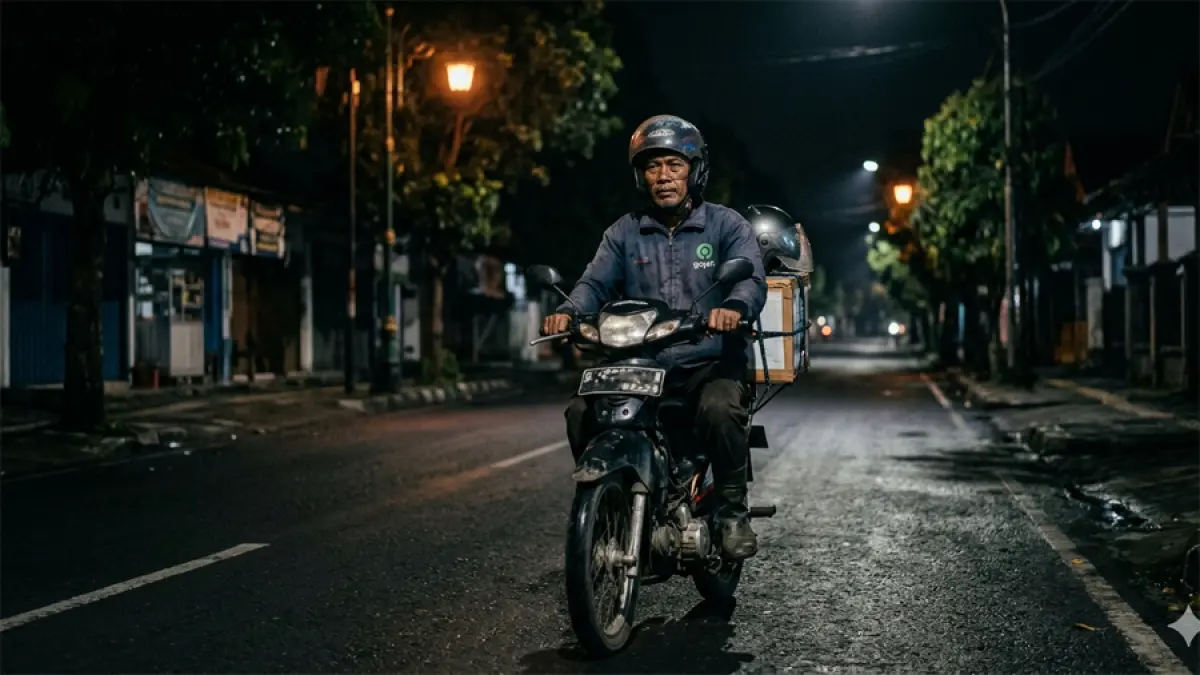 Ilustrasi perjuangan seorang ayah bekerja demi keluarganya (gemini ai)