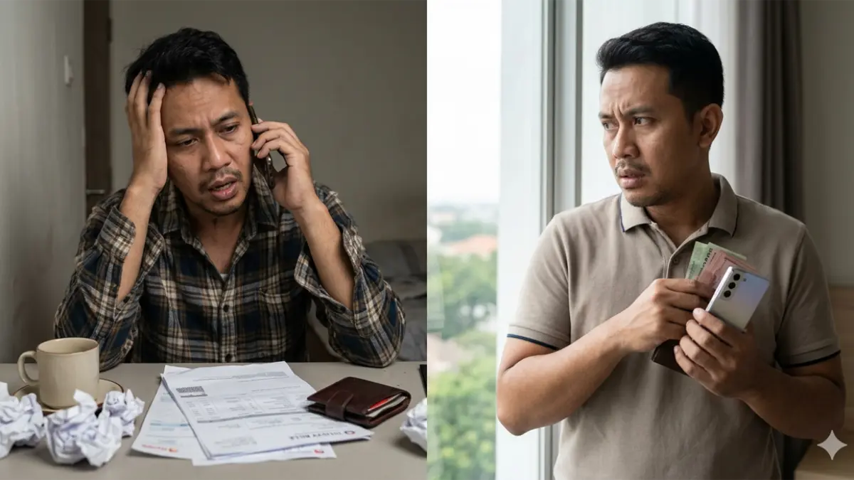 Ilustrasi seseorang lagi mengeluh dan kikir (gemini ai)