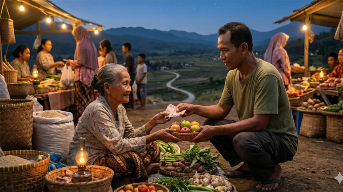 Ilustrasi bersedekah (gemini ai)