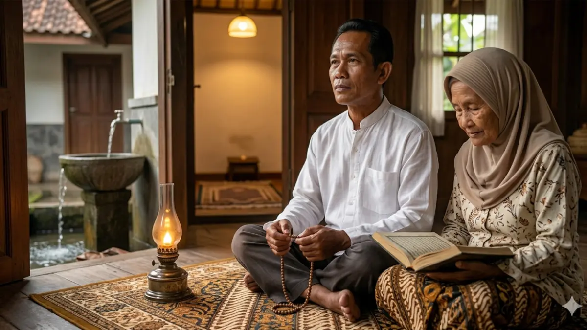 Ilustrasi khusyuk berzikir (gemini ai)