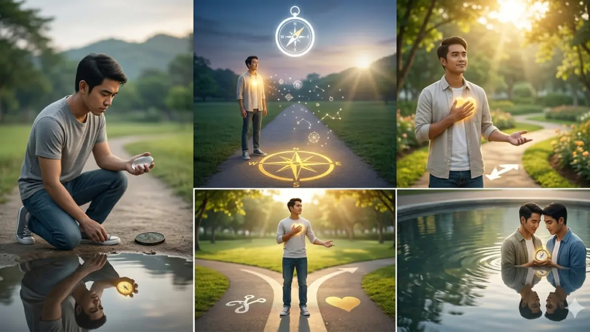 Ilustrasi berbicara dengan diri sendiri (gemini ai)