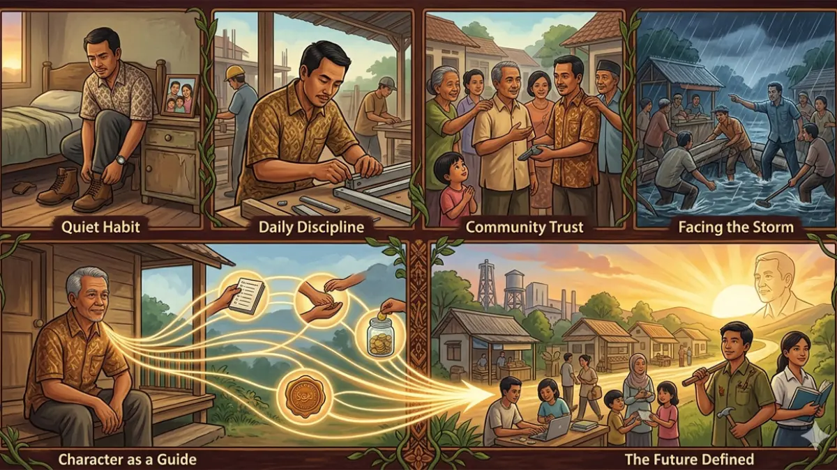 Ilustrasi karakter kehidupan sehari-hari (gemini ai)