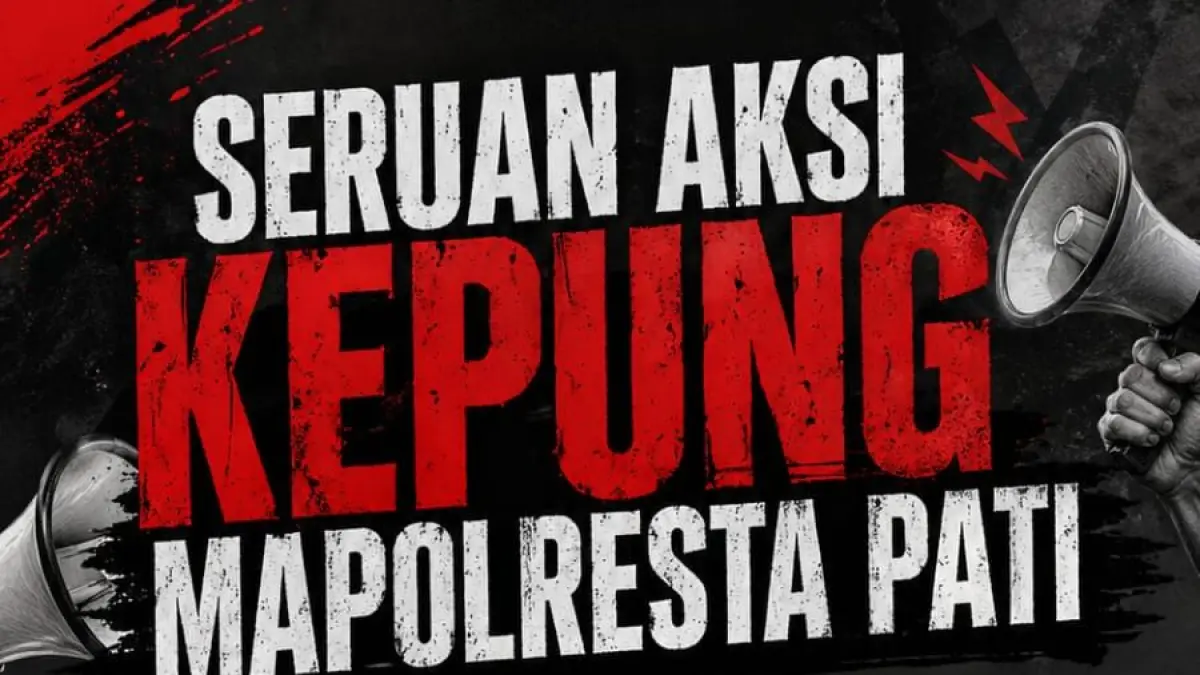 Pamflet seruan demo kepung Mapolresta Pati pada 13 Mei 2026 mendatang. (DOK RADAR KUDUS)