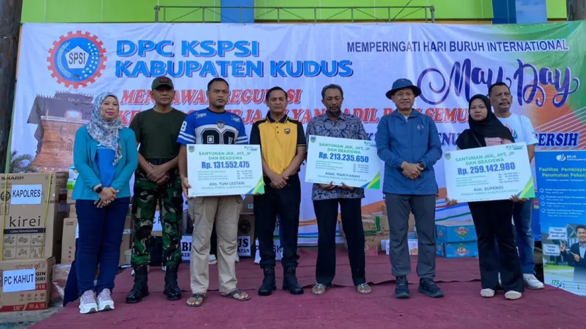 BPJS Ketenagakerjaan Kantor Cabang Kudus turut berpartisipasi aktif peringati Hari Buruh Internasional.