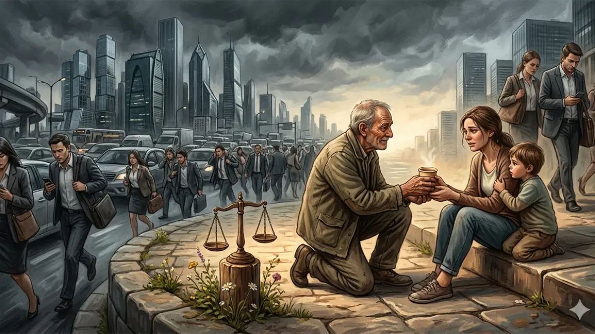 Ilustrasi nilai empati dalam kehidupan modern (gemini ai)