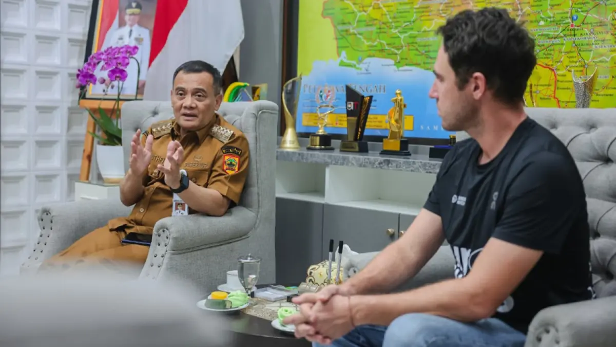 Gubernur Jawa Tengah, Ahmad Luthfi bertemu Tiga aktivis lingkungan asal Prancis di Kantor Gubernur Jateng di Jalan Pahlawan, Kota Semarang.