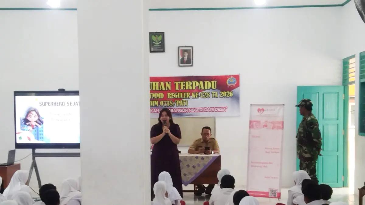 Satgas TMMD Reguler ke-128 Kodim 0718/Pati menggelar sosialisasi anti-bullying di SDN 1 Godo bersama Astuty Foundation. (SATGAS TMMD REGULER KODIM PATI)