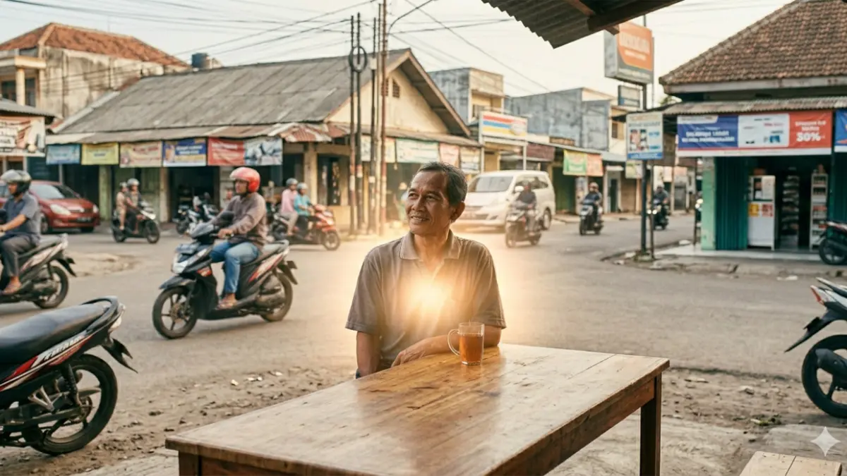 Ilustrasi seseorang menikmati hidup dengan bahagia (gemini ai)
