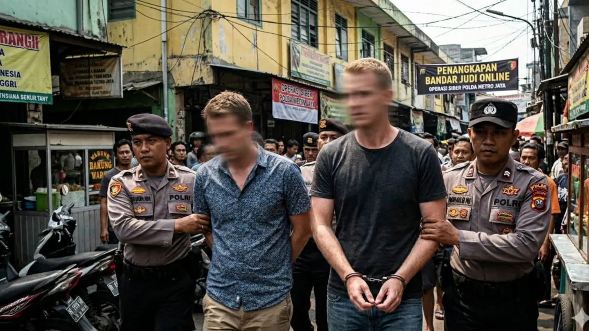 Foto ilustrasi WNA ditangkap polisi akibat judi online.(Gemini AI)