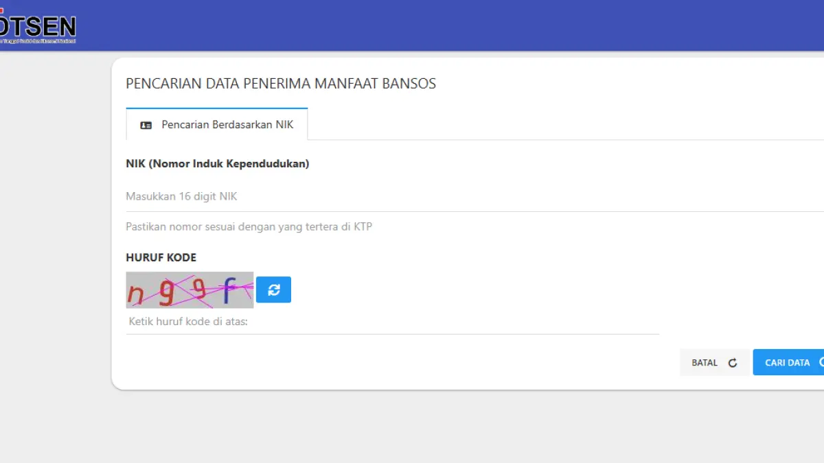 Pencarian data penerima manfaat bansos