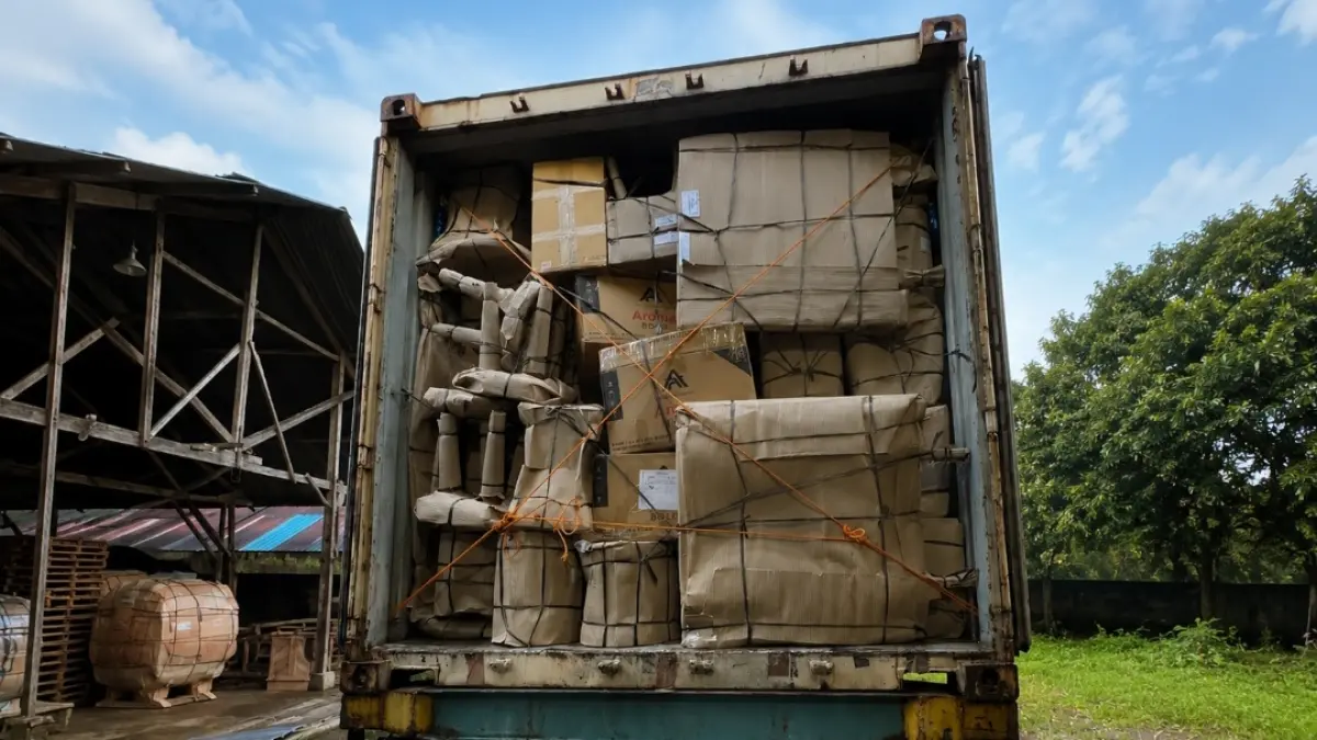 PADAT: Proses muat barang Unique Cargo Indonesia untuk dikirim ke buyer di mancanegara.