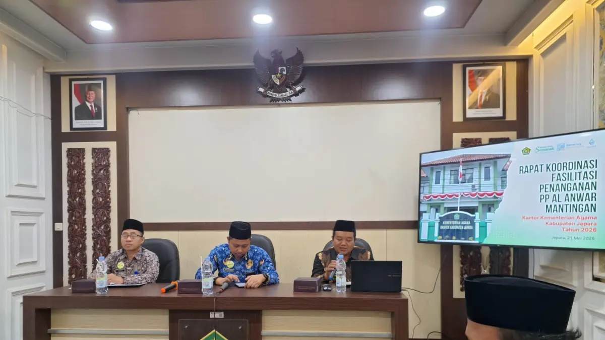 SINERGIS: Rakor sebagai forum tindak lanjut penanganan dugaan kasus kekerasan seksual di Lingkungan Ponpes Al Anwar Mantingan, Tahunan, Jepara di Kemenag Jepara pada Kamis (21/5).