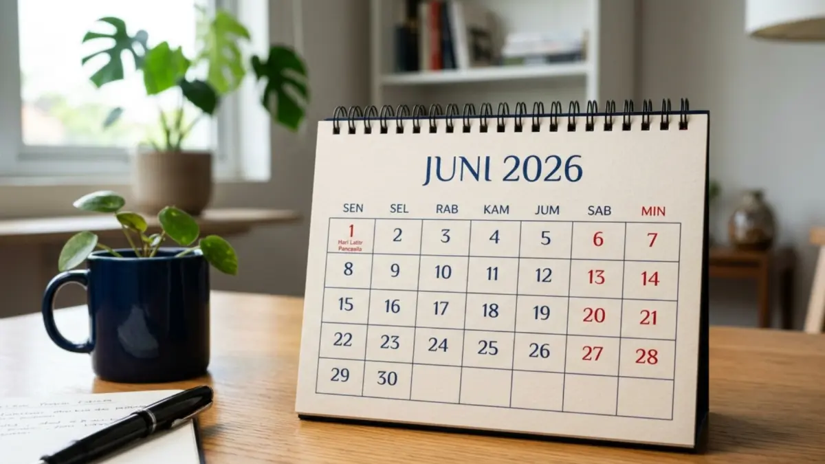 Ilustrasi foto kalender Juni 2026
