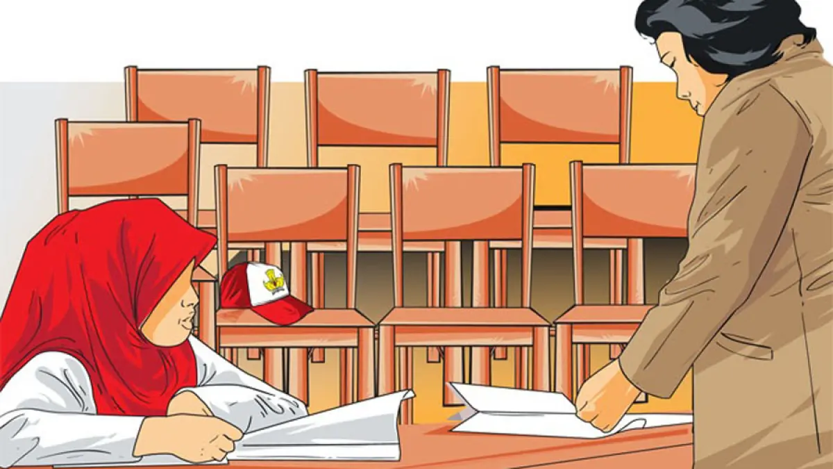Ilustrasi guru sedang mengajar siswa (DOK RADAR KUDUS)