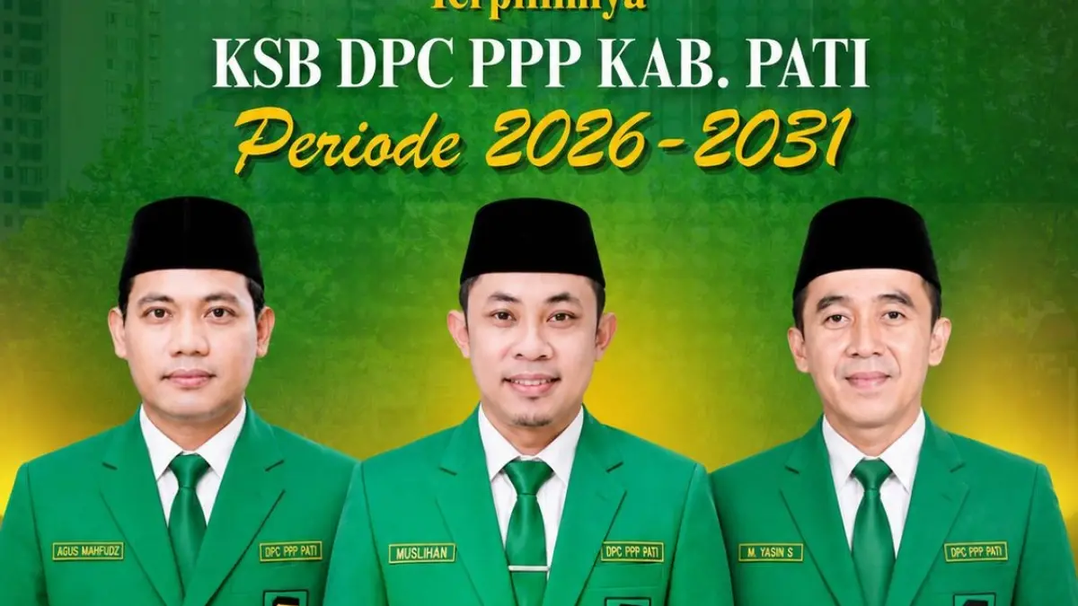 Muslihan (tengah) resmi menjabat sebagai Ketua DPC PPP Pati periode 2026 - 2031. 