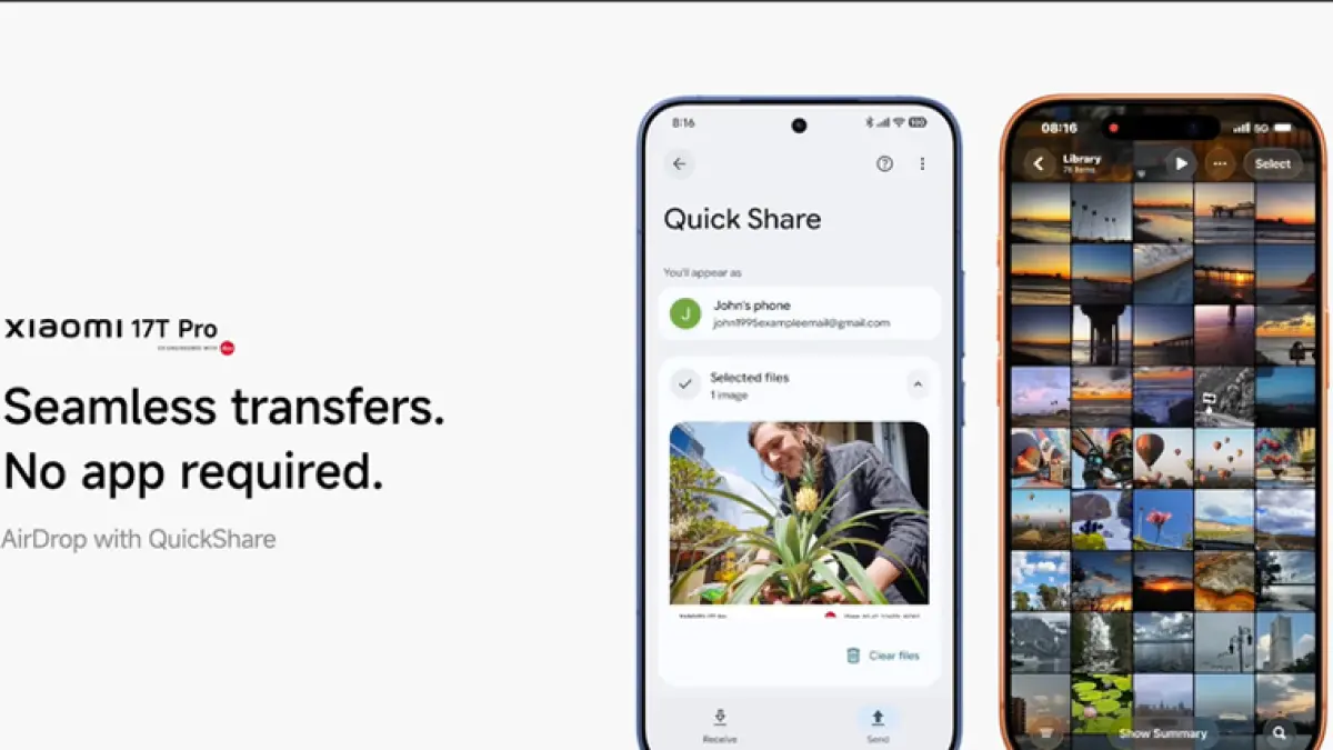 Antarmuka QuickShare di HyperOS yang mendukung AirDrop Apple. Foto: Xiaomi