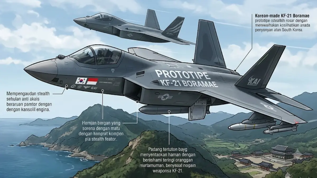  ILUSTRASI Prototipe Jet Tempur KF-21 Boramae. (GEMINI AI)