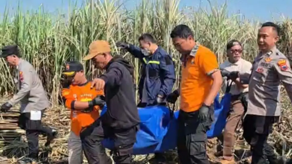 MENINGGAL DUNIA: Proses evakuasi petani tebu pada Kamis (11/6). (CAMAT NALUMSARI UNTUK RADAR KUDUS)