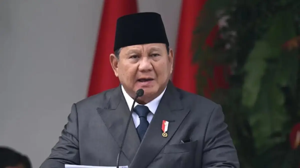 Presiden Prabowo Subianto menyampaikan pidatonya saat upacara peringatan Hari Lahir Pancasila di Lapangan Gedung Pancasila, kompleks Kementerian Luar Negeri, Jakarta, Senin (1/6/2026). (Biro Setpres)