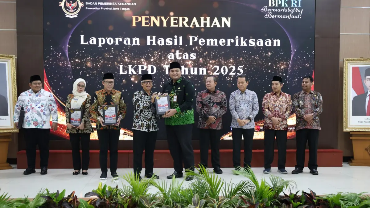 JOSJIS: Opini Wajar Tanpa Pengecualian (WTP) dari Badan Pemeriksa Keuangan (BPK) atas Laporan Keuangan Pemerintah Daerah (LKPD) Tahun Anggaran 2025. Penghargaan tersebut diterima Wakil Bupati Jepara Muhammad Ibnu Hajar di Kantor BPK Perwakilan Jawa Tengah, Semarang, Kamis (11/6/2026). 