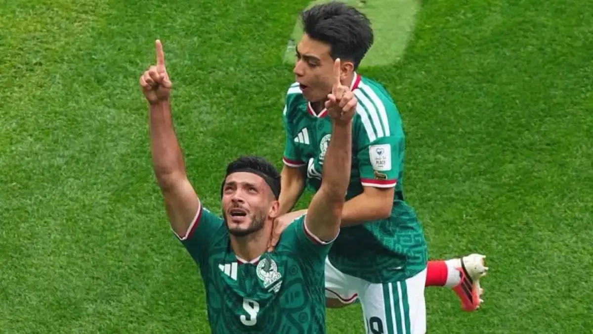 Raul Jimenez merayakan gol kedua saat Meksiko mengalahkan Afrika Selatan 2-0 pada laga pembuka Piala Dunia 2026 di Stadion Azteca. (Instagram @miseleccionmx)