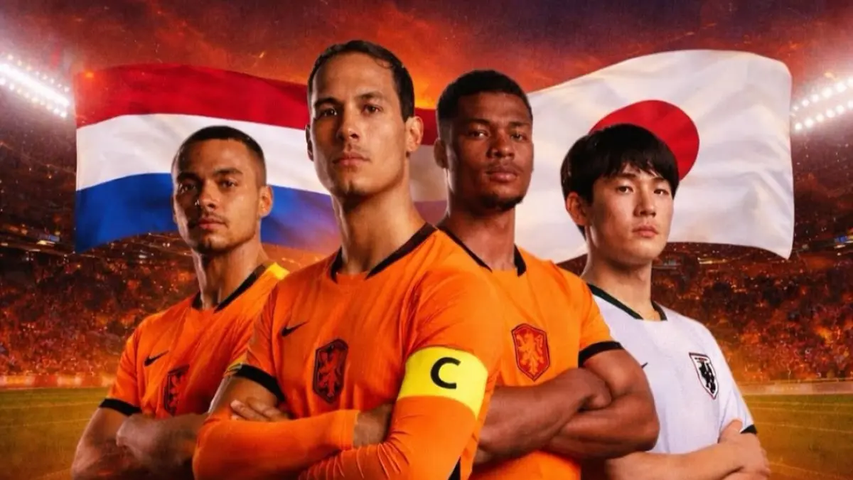 Ilustrasi foto timnas Belanda vs Jepang pada piala dunia 2026.